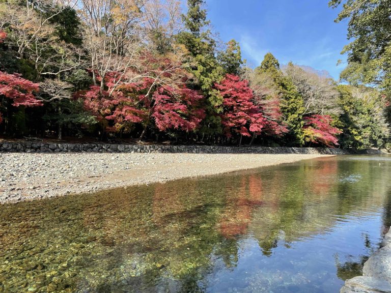 伊勢神宮内宮と外宮周辺の紅葉スポットがキレイです。