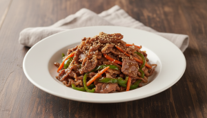 黒毛和牛の切り落とし肉をつかった牛肉とピーマンのオイスター炒め