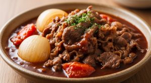 黒毛和牛の切り落とし肉をつかった洋風ビーフ煮込み