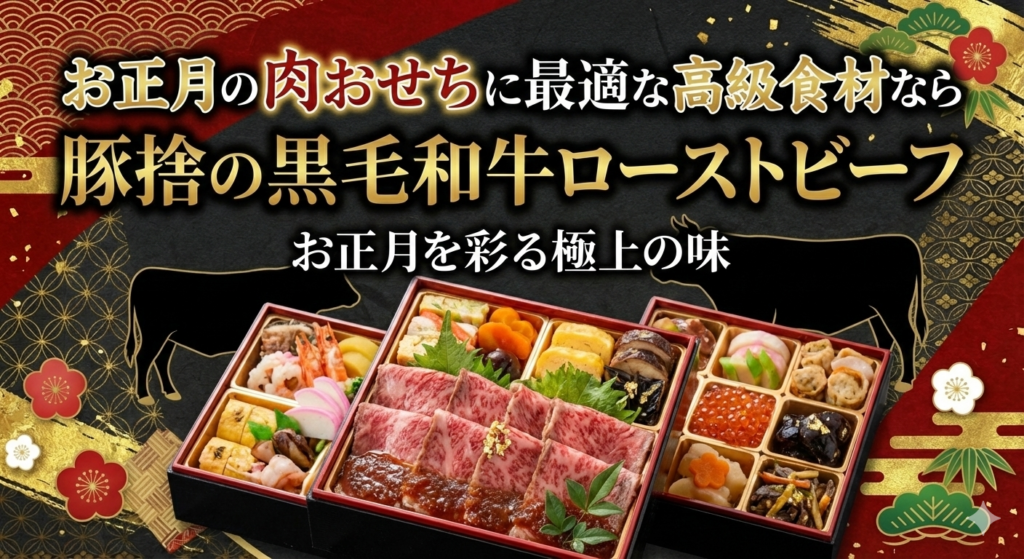 お正月の肉おせちに最適な高級食材なら豚捨の黒毛和牛ローストビーフ